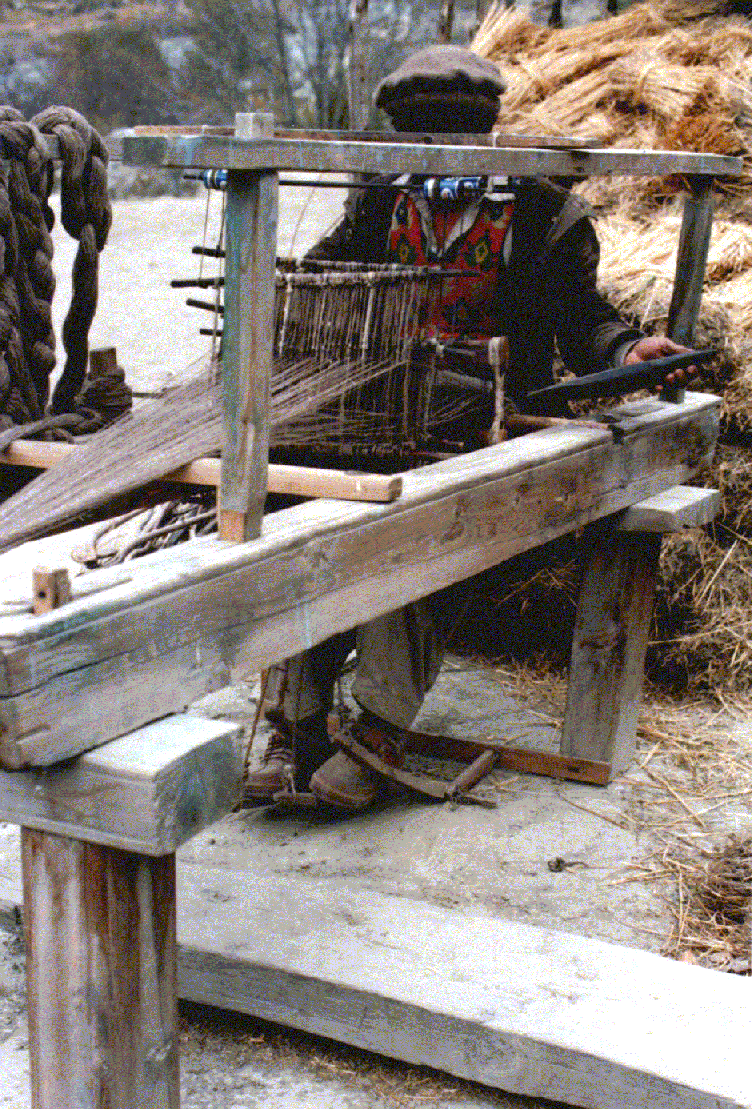 village weaver's wooden loom